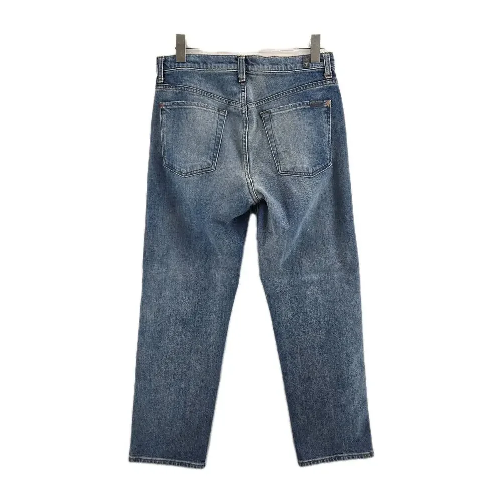 7 For All Mankind Jeans Womens 29 High Waist Cropped Straight Medium Wash Casual